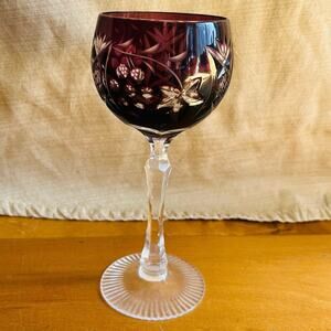 1 NACHTMAN TRAUBE AMETHYST CASED CUT TO CLEAR CRYSTAL WINE GOBLET